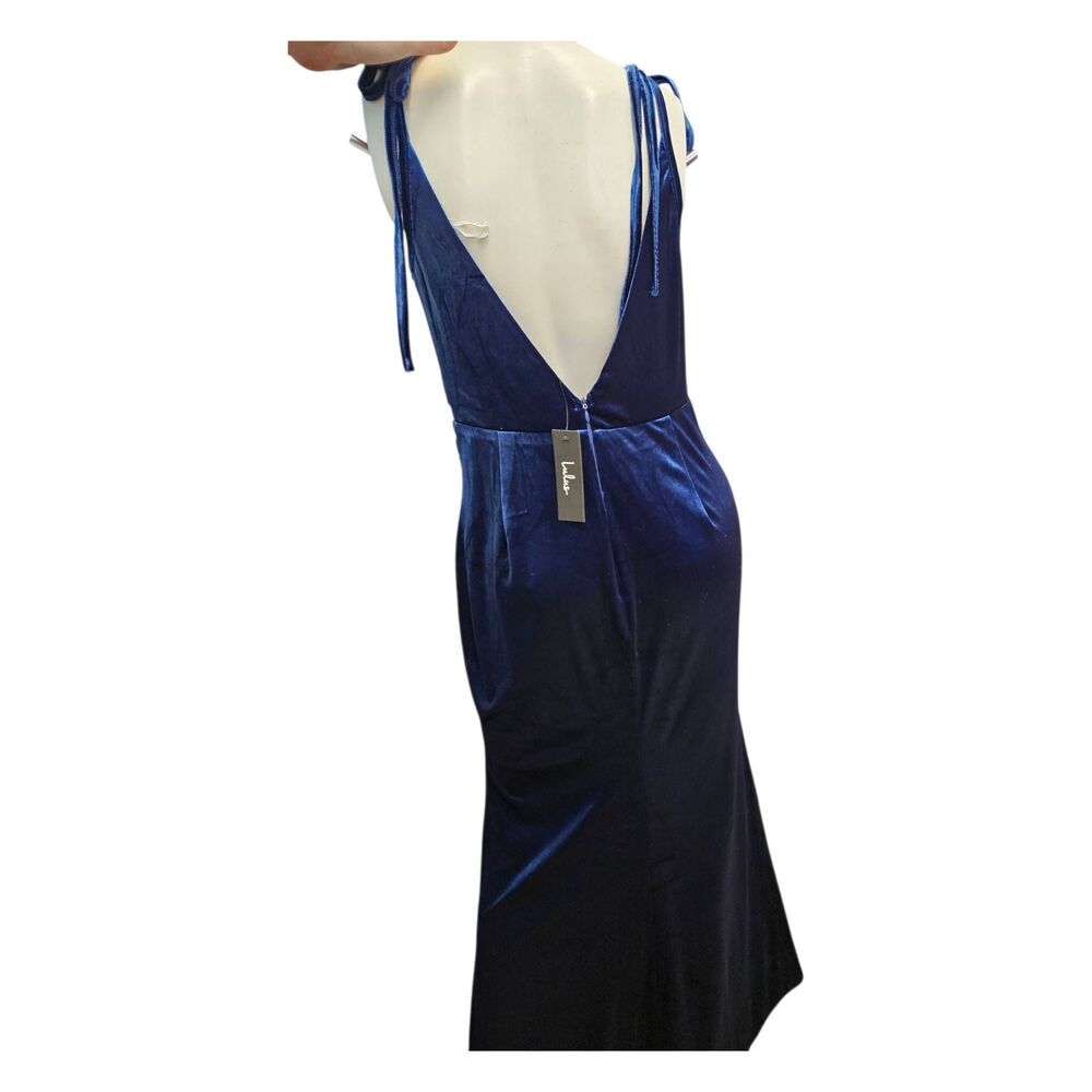 Lulu's Blue Velvet Maxi Gown Dress Womens Size XL NEW WITH TAGS - Picture 7 of 11